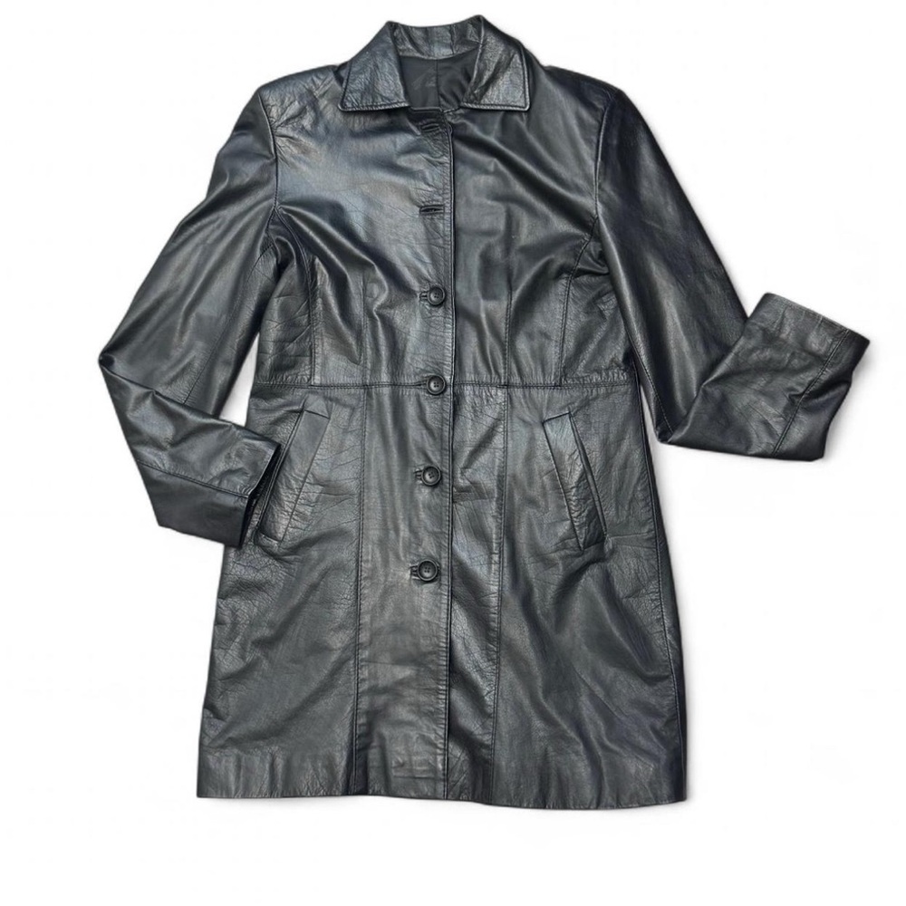 Marruecos Colombian leather Women's Black Leather Coat Size M